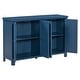 preview thumbnail 8 of 35, 4 Door Storage Sideboard with Adjustable Shelves Pinewood Legs and Retro Metal Handles for Living Room Entryway