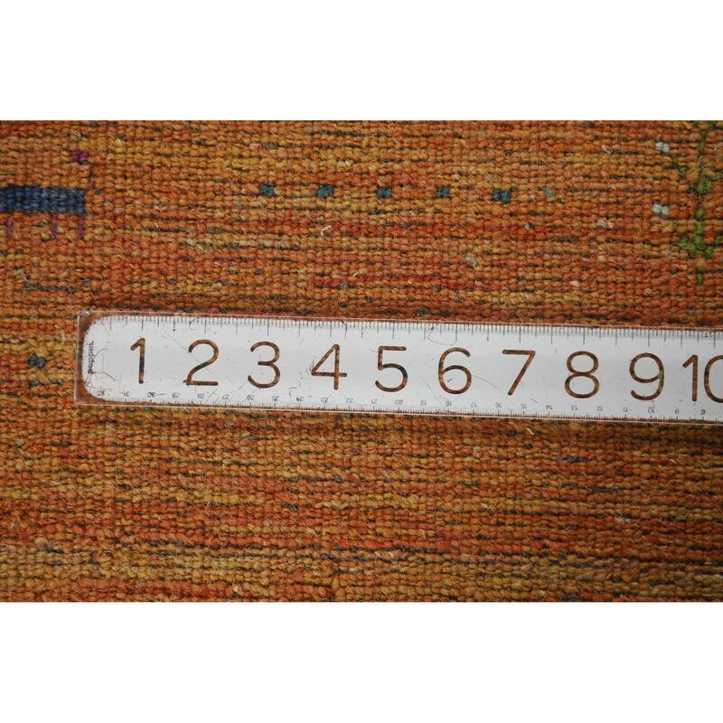 Hand Knotted Oriental 100% Wool Carpet Tribal Animal Pictorial Oranges & Rust Gabbeh Area Rug - 7' 7'' X 4' 11''