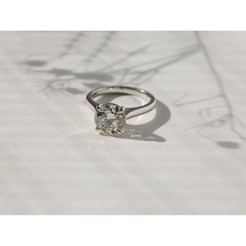 Kobelli 3 Carat Natural Diamond GIA Certified 14k Solid Gold Round Solitaire Cathedral One-of-a-Kind Excellent Ring