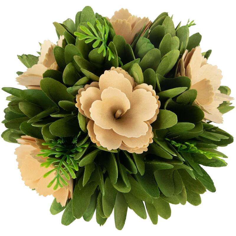 9" Tan Poppy Wooden Flowers Standing Bouquet Bundle