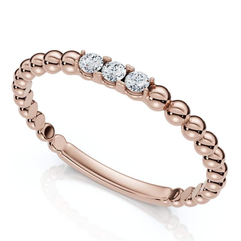 Bliss Diamond Beaded Diamond Stackable Accent Anniversary Ring Lab Grown - 6.5 - Rose