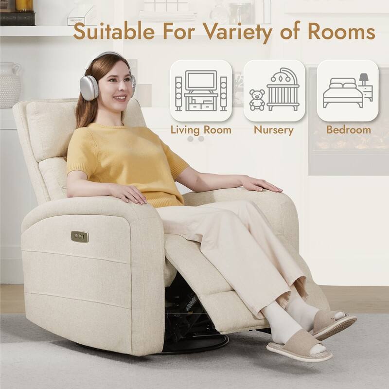 Spruce & Spring Cheryl Power Glider Swivel Rocker Recliner Chair Nursery Recliner