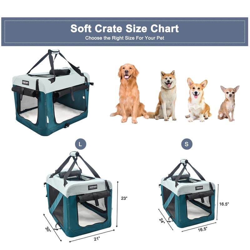 JESPET Indoor & Outdoor 3-Door Collapsible Soft-Sided Dog Crate