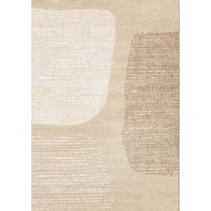 Elizabeth Collection - Neutral Stones Beige White Cream Area Rug