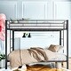 preview thumbnail 1 of 8, Twin Bunk Metal Beds With Full Length Safety Guard And Ladder, Metal Bunk Bed, Twin Size Loft Bed Black