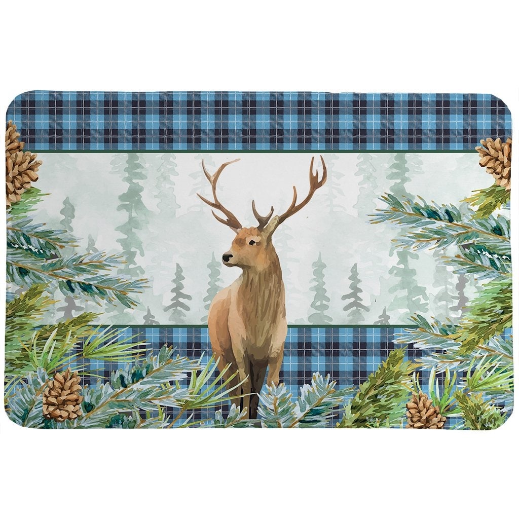 Woodland Christmas Deer Memory Foam Rug