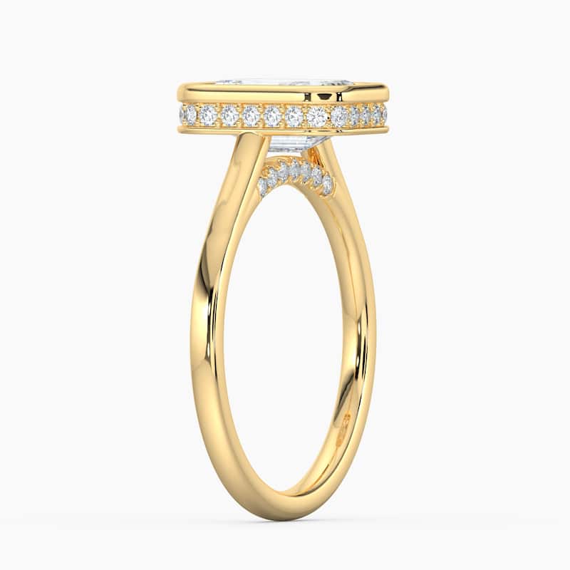 Auriya 14k Gold Lab Grown Emerald Diamond Bezel Unique Hidden Halo Engagement Ring 1.00 to 5.00 ct. tw. (F-G, VS)