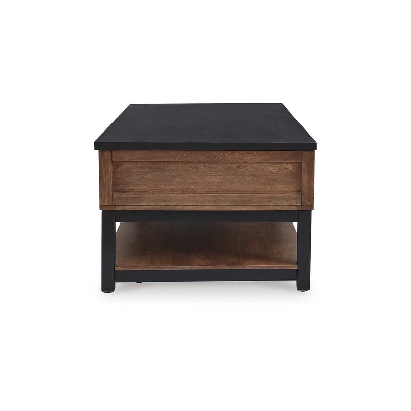 Signature Design by Ashley Kallari Black/Brown Lift-Top Coffee Table - 47.75" W x 26.25" D x 19.63" H