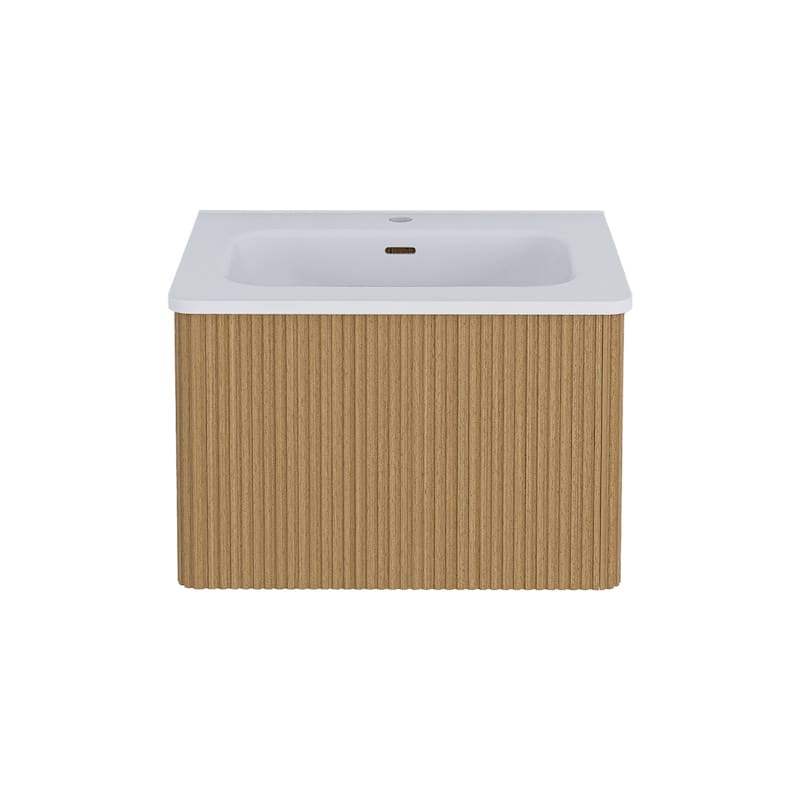 Plywood Wall-Mounted Bathroom Vanity Set with Integrated Ceramic Sink