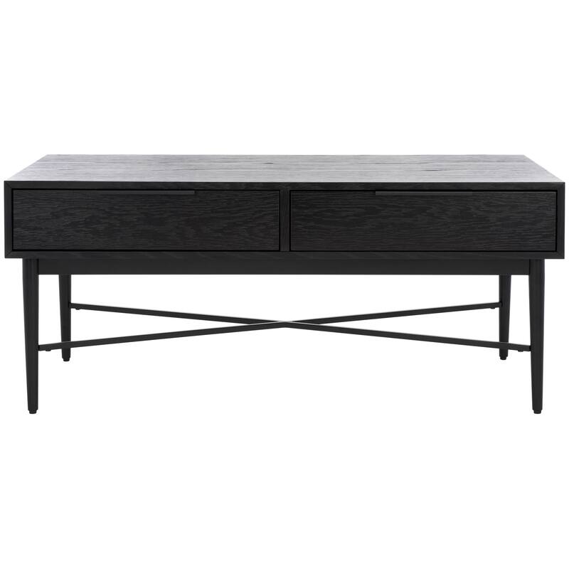 SAFAVIEH Hellen 2-Drawer Rectangle Coffee Table - 42 In. W x 22 In. D x 18 In. H - 42Wx22Dx18H - Black