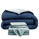 preview thumbnail 14 of 38, Bare Home Down Alternative Reversible Bed-in-a-Bag Dark Blue/Light Blue, Sheets: Light Blue - Full