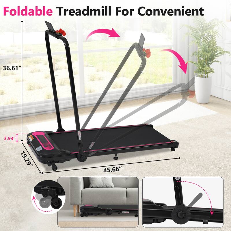 Folding Walking Pad Under Desk Treadmill -2.5HP Walking Treadmill With Incline 0.5-7.5MPH 300LBS Capacity Treadmill