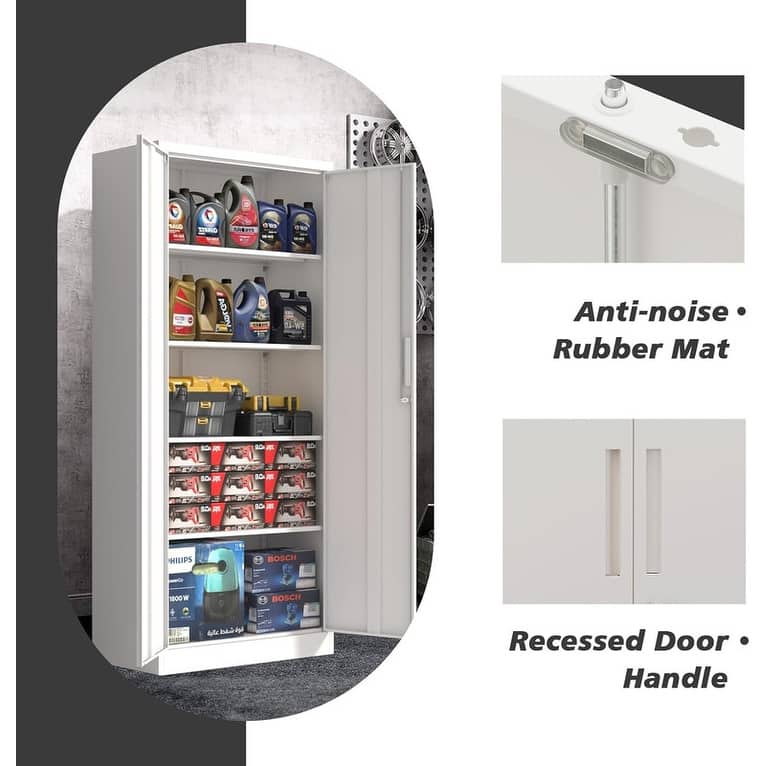 72"H Metal File Storage Cabinet with 2 Doors & 4 Adjustable Shelves