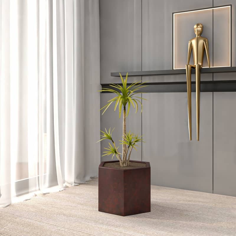 Thicket Hexagonal Urn Fiberstone and MgO Planter Pot with Drainage for Indoor Outdoor Home Office Patio Porch Yard Garden