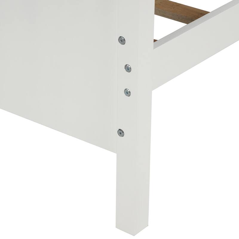 Twin Platform Bed with Wood Slat Support, Headboard, and Footboard in White