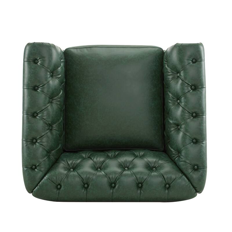 Roomfitters Chesterfield Swivel Club Chair, Tufted Accent Armchair for Living Room