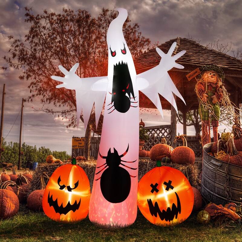 8FT Pumpkin Spider Ghost Inflatable Halloween Outdoor Decorations - Black
