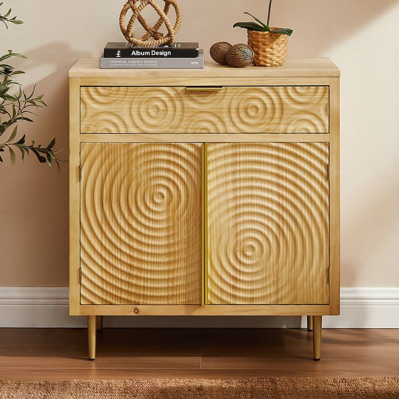 Art Leon Handcrafted Wood Sideboard with 2 Doors - Natural with Drawer