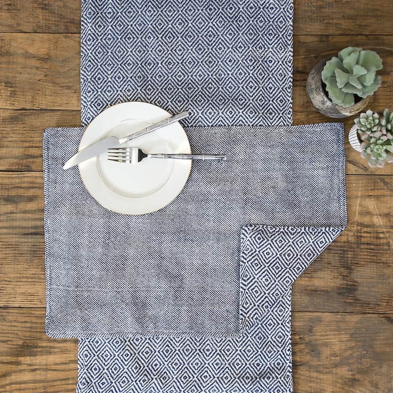Diamond Indigo Navy Placemat Set of 6 - Set of 6