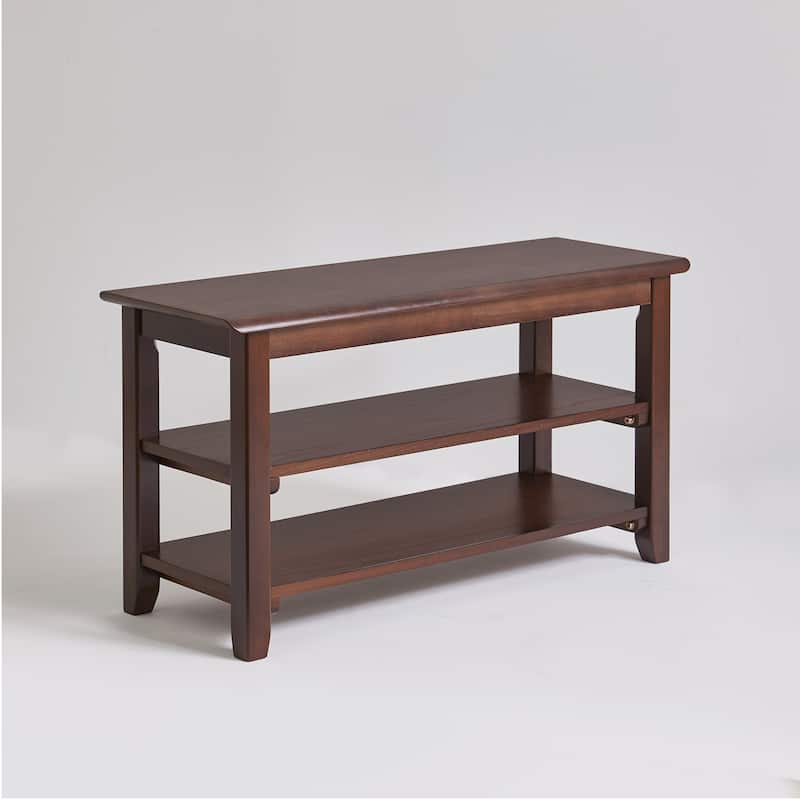 Solid Wood Shoe Bench, 2-Tier Entryway Shoe Rack Bench, Wooden Shoe Organizer with Storage Shelves, Seat Shoe Bench for Hallway