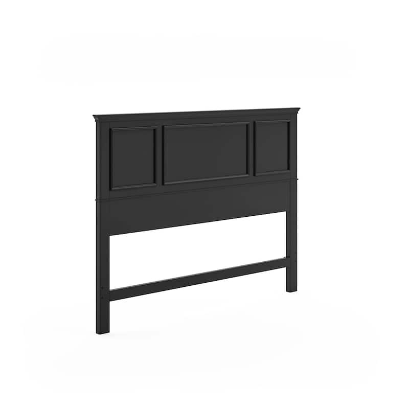 Homestyles Bedford 4- Piece Black Wood Queen Headboard, Two Nightstands and Chest Set
