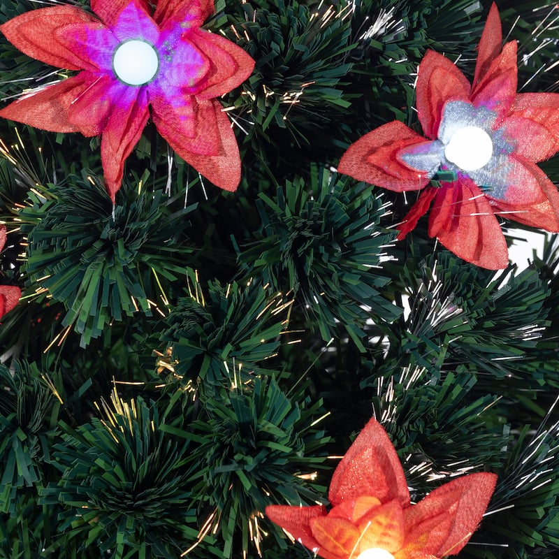 4 ft. Pre Lit Color Changing Fiber Optic Poinsettia Tree