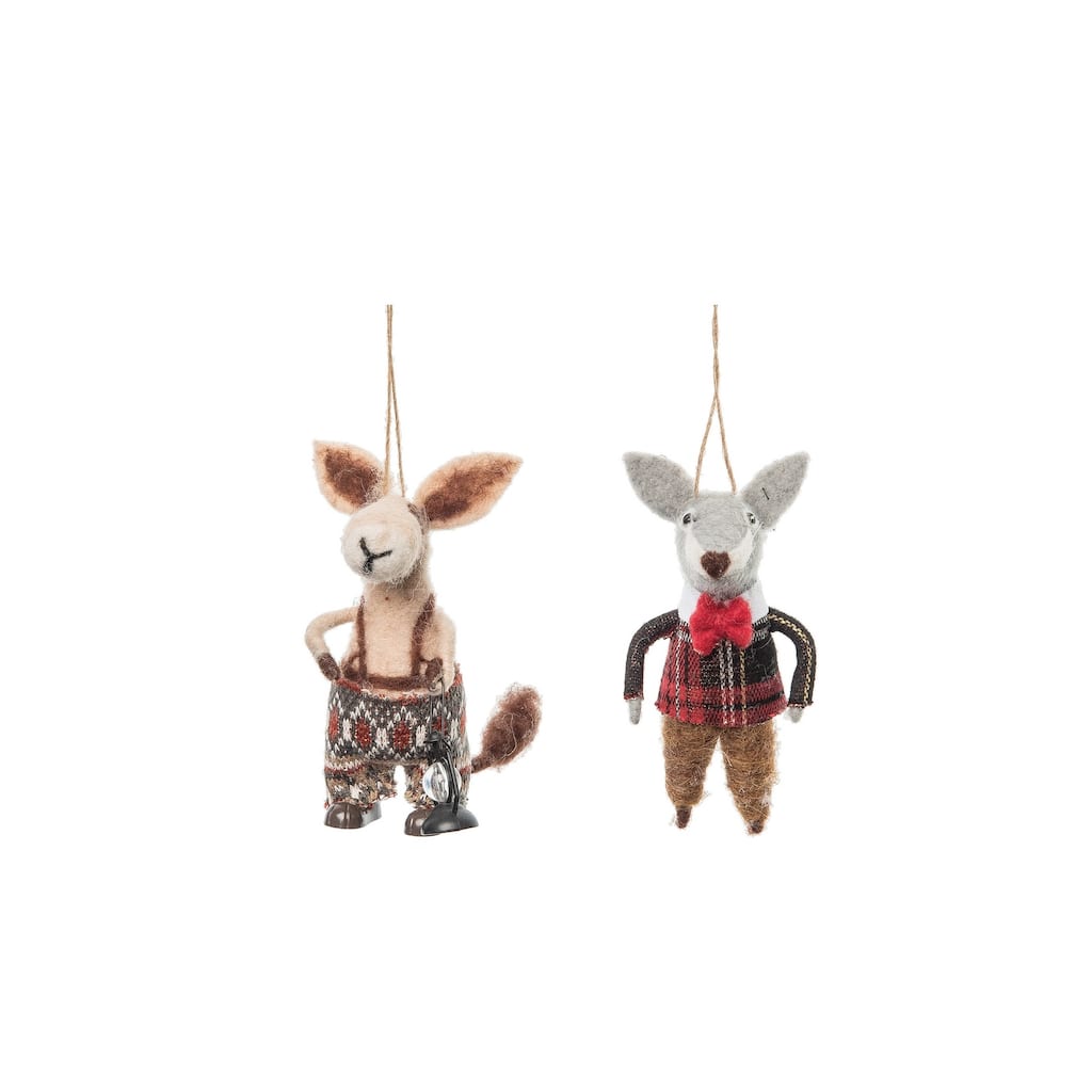 Close Knit Friends Rustic Christmas Decor Decoration Ornament, S/2
