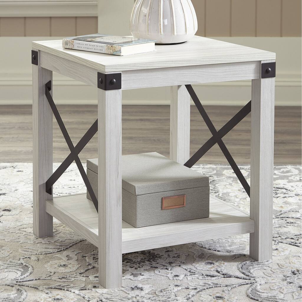 Signature Design by Ashley Bayflynn White End Table - 20"W x 20"D x 23"H