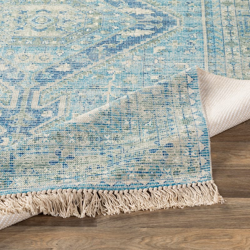 Livabliss Evans Distressed Medallion Handmade Cotton Area Rug