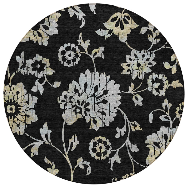 Machine Washable Indoor/ Outdoor Chantille Modern Floral Rug