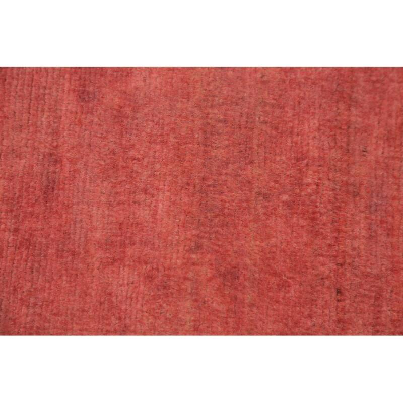 Pink Gabbeh Runner Rug Hand-Knotted Wool Carpet - 3'2" x 9'9"