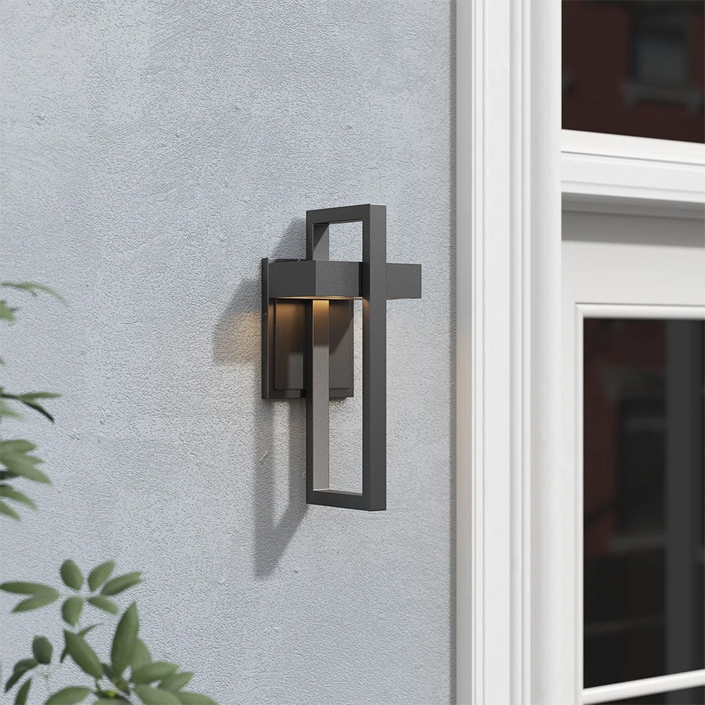 Integrated LED Black Aluminum Outdoor 1-Light Wall Sconce
