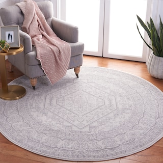 SAFAVIEH Adirondack Cheyenne Rustic Oriental Medallion Rug - Ivory/Silver - 6' Round