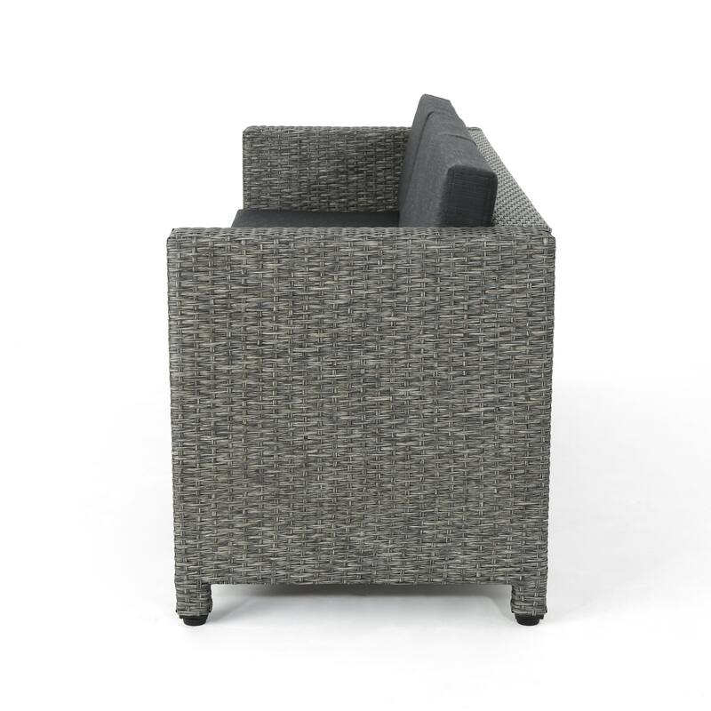 Gastman Outdoor 7 Seater Wicker Chat Set with Fire Pit by Christopher Knight Home