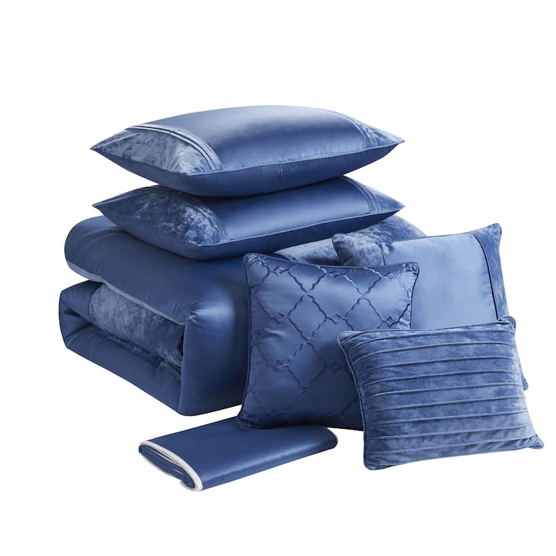 Sweet Home Collection 7 Piece Luna Crushed Velvet Elegant Bedding Set