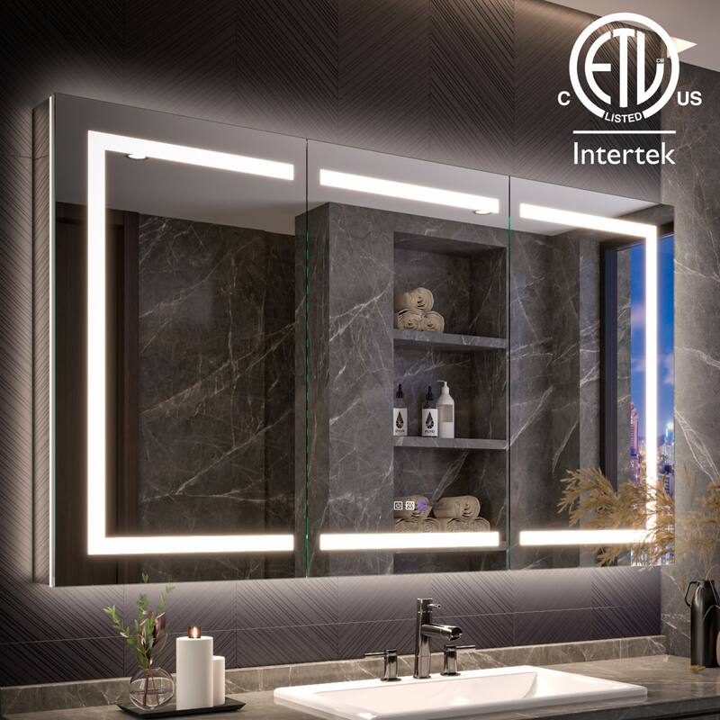 Modland 48"-72"W x 36"H Lighted Bathroom Medicine Cabinet with Backlit & Frontlit Modes,Anti-Fog