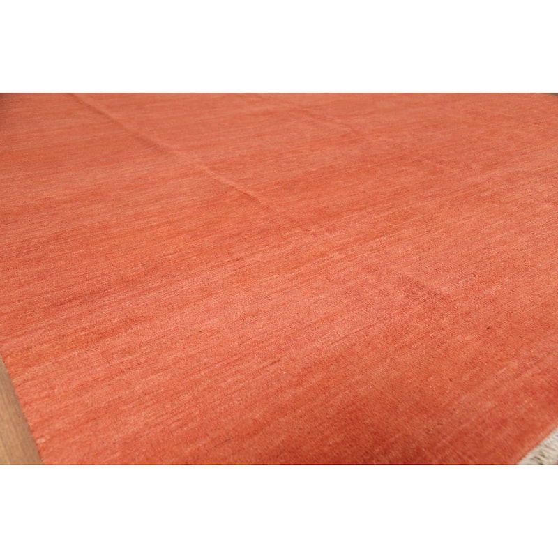 Orange Gabbeh Modern Area Rug Hand-Knotted Wool Carpet - 9'0"x 11'7"