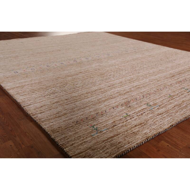 Hand Knotted Oriental 100% Wool Carpet Tribal Tribal Brown Gabbeh Area Rug - 9' 5'' X 8' 0''