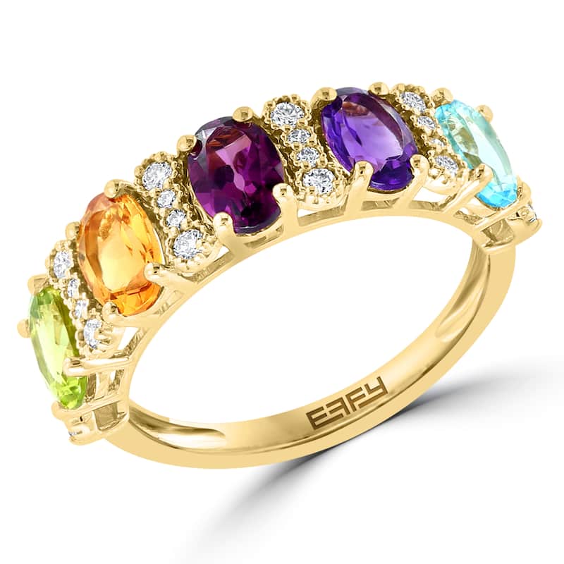 EFFY 14K Gold Diamond,Amethyst,Blue Topaz,Citrine,Rhodolite,Peridot Ring
