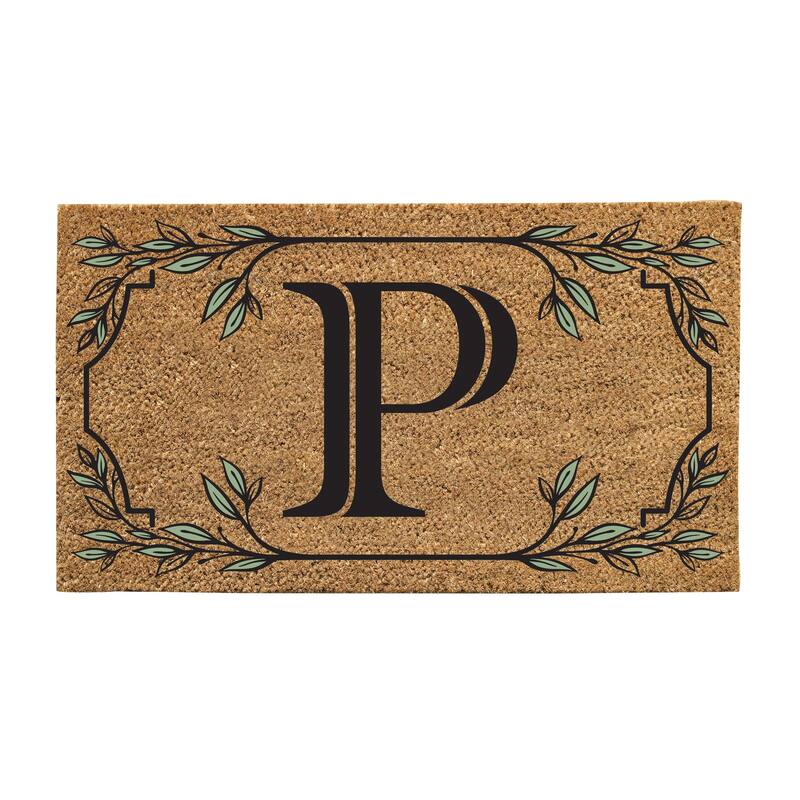 28 in. x 16 in. Monogram Coir Mat, Letter "P"