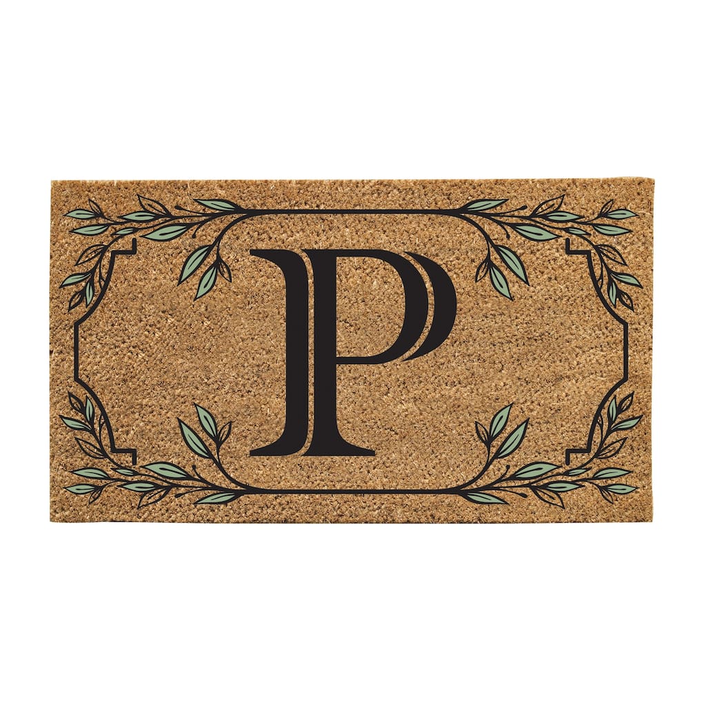 28 in. x 16 in. Monogram Coir Mat, Letter "P"