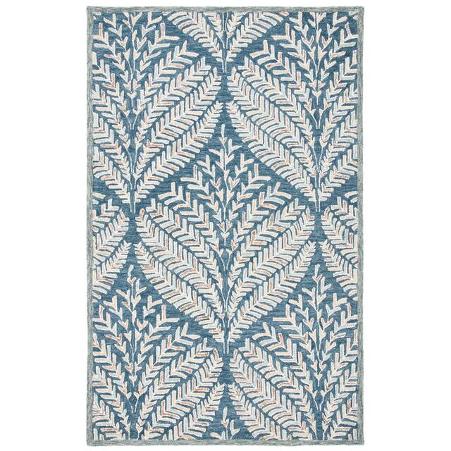 SAFAVIEH Handmade Capri Ilianka Wool Rug - 5' Square - Grey/Ivory