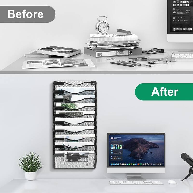 Hanging Wall File Holder, Paper Storage Organizer