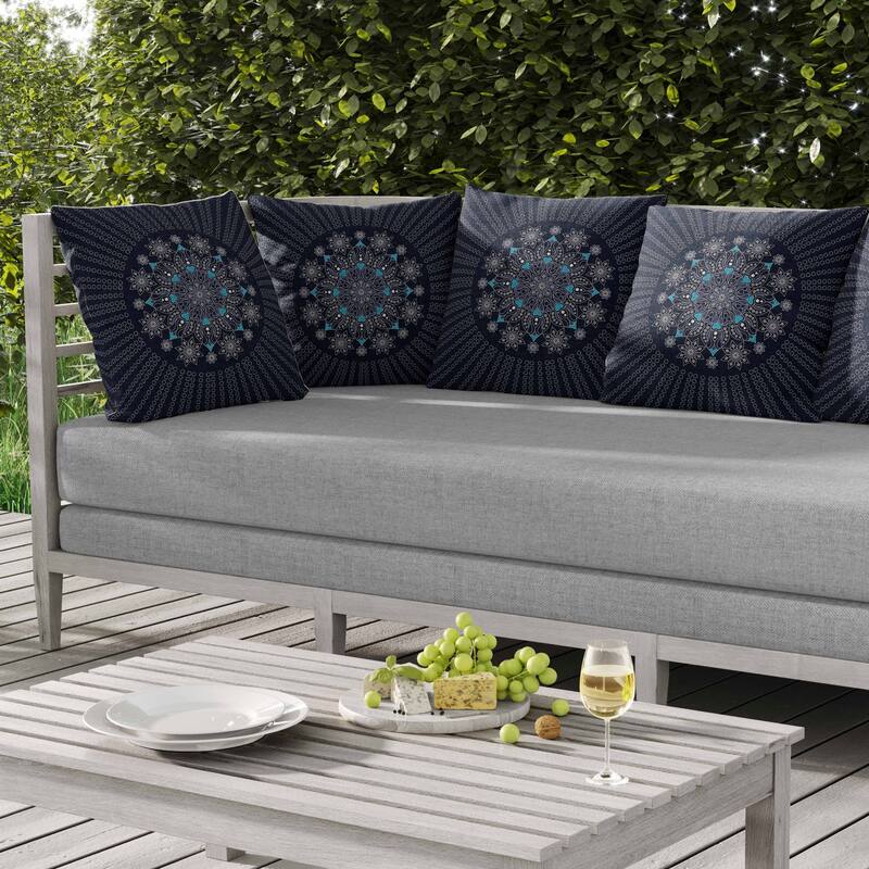 Wisteria Whirl Indoor/Outdoor Reversible Throw Pillow Blue and Gray