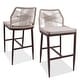 preview thumbnail 7 of 8, Rattan Height Bar Stools with Back and Cushions Set of 2 Brown