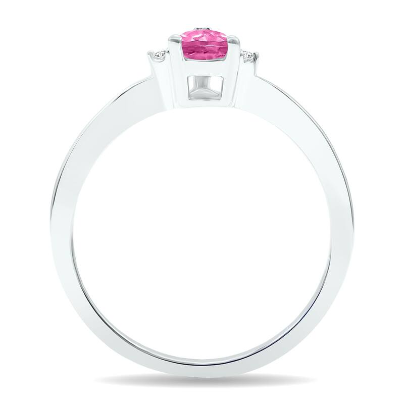 Women's Pink Topaz and Diamond Classic Band in 10K White Gold