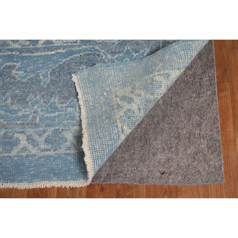 Hand Knotted Oriental 100% Wool Carpet Transitional All-Over Navy Blue & Blues Oushak Area Rug - 11' 2'' X 8' 5''