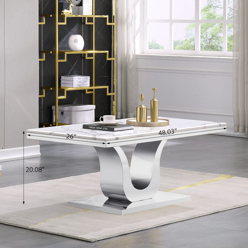 Modern Coffee Table 48 inch White Rectangle Living Room Tea Table for Living Room Guest Hall Reception Room
