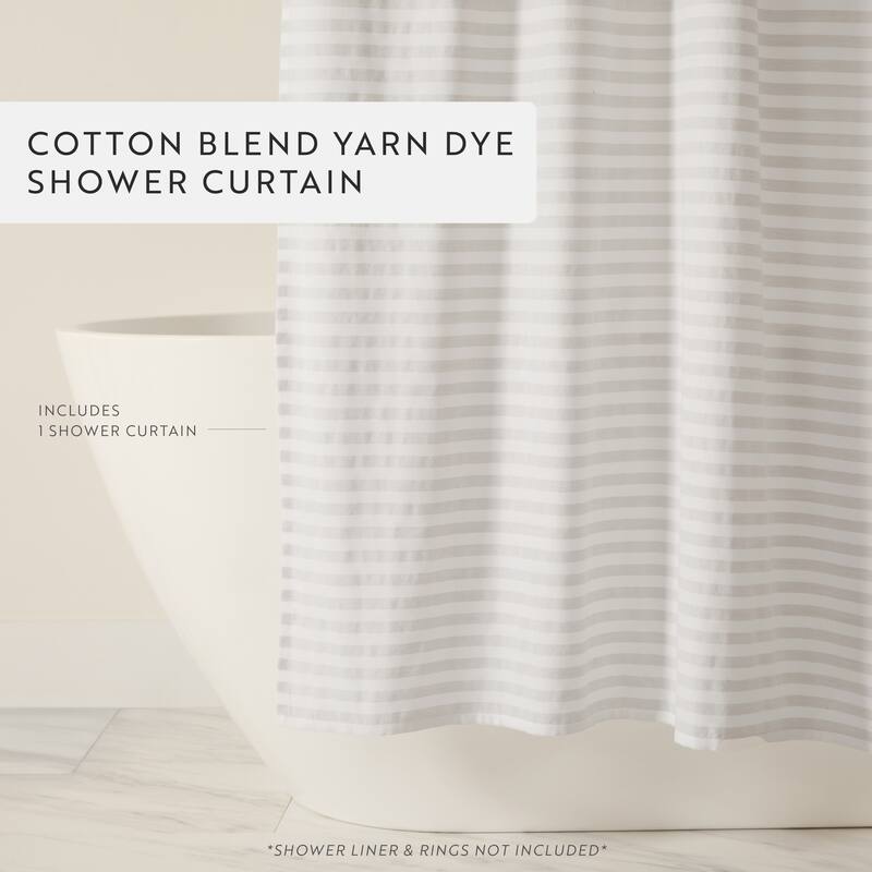 Becky Cameron Cotton Blend Striped Shower Curtain