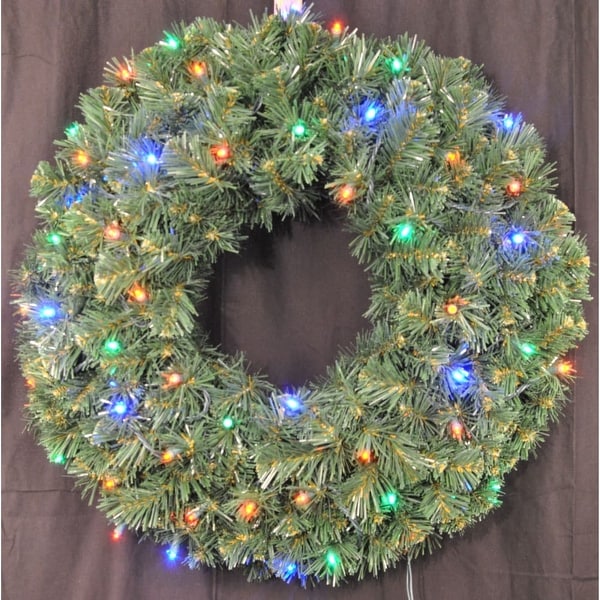 Christmas at Winterland WL-GWSQ-02-L4M-BAT 2 Foot Pre-Lit Battery Operated Multicolor LED Sequoia Wreath - N/A